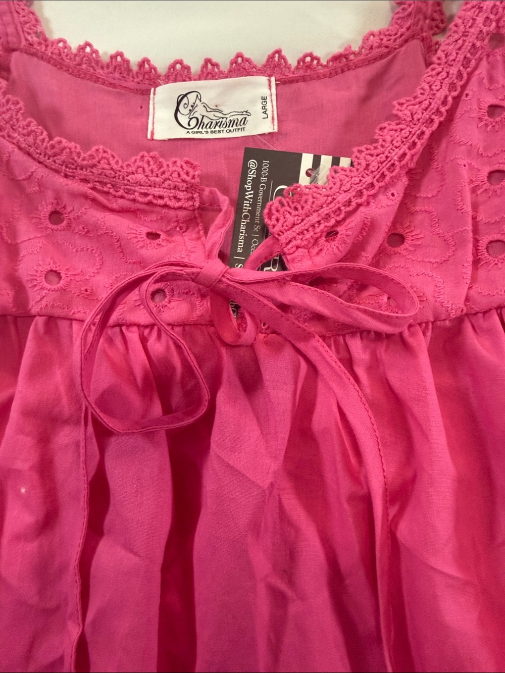 Charisma Fuchsia Lace-Trim Camisole Top Size L - Picture 3 of 9